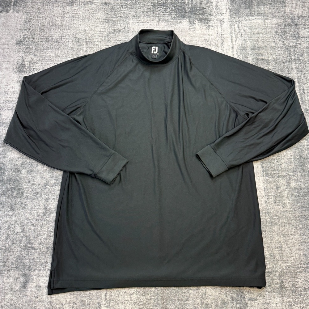 FootJoy Golf Shirt Mens XL Black Mock Neck T-Shirt Layer Performance Raglan FJ